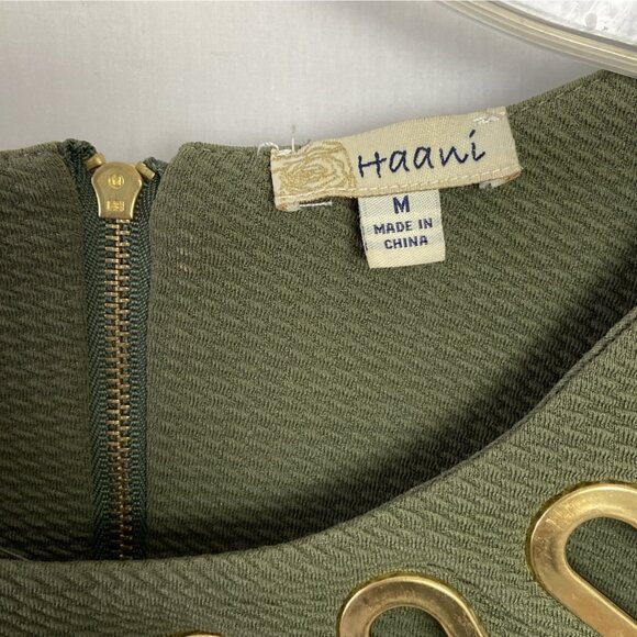 Womens Sheath Dress Size M Green Fall Boho Officecore Boardroom Chic - Picture 5 of 7